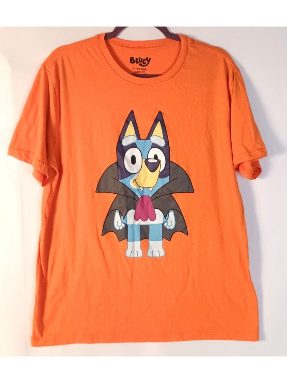 Bluey Dracula Costume T Shirt Adult XL 46-48 Orange Halloween Graphic